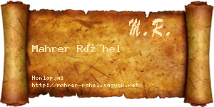 Mahrer Ráhel névjegykártya